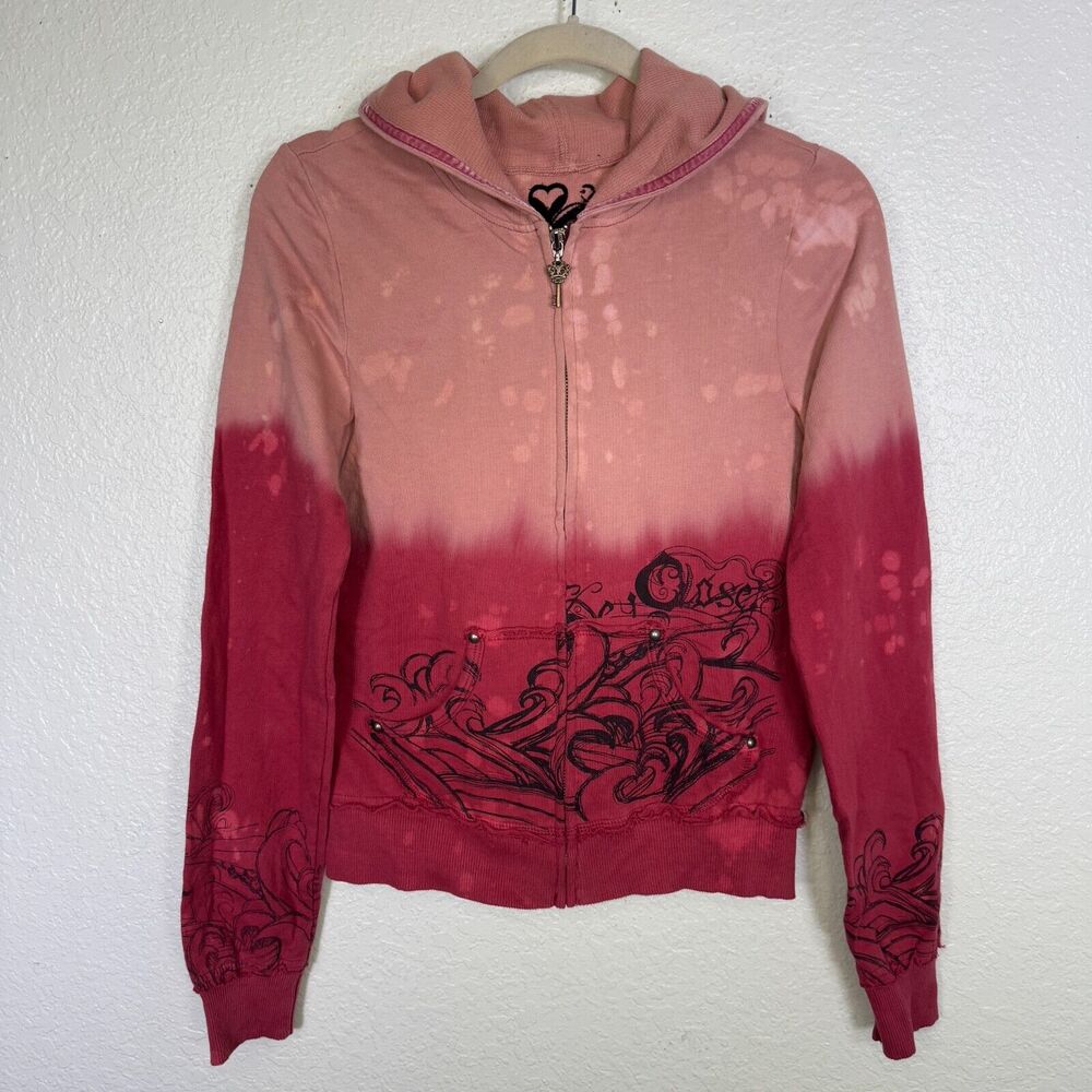 Key Jacket Womens Medium Koi Fish Studded Y2K Hoodie Tattoo Art Asian Key Closet